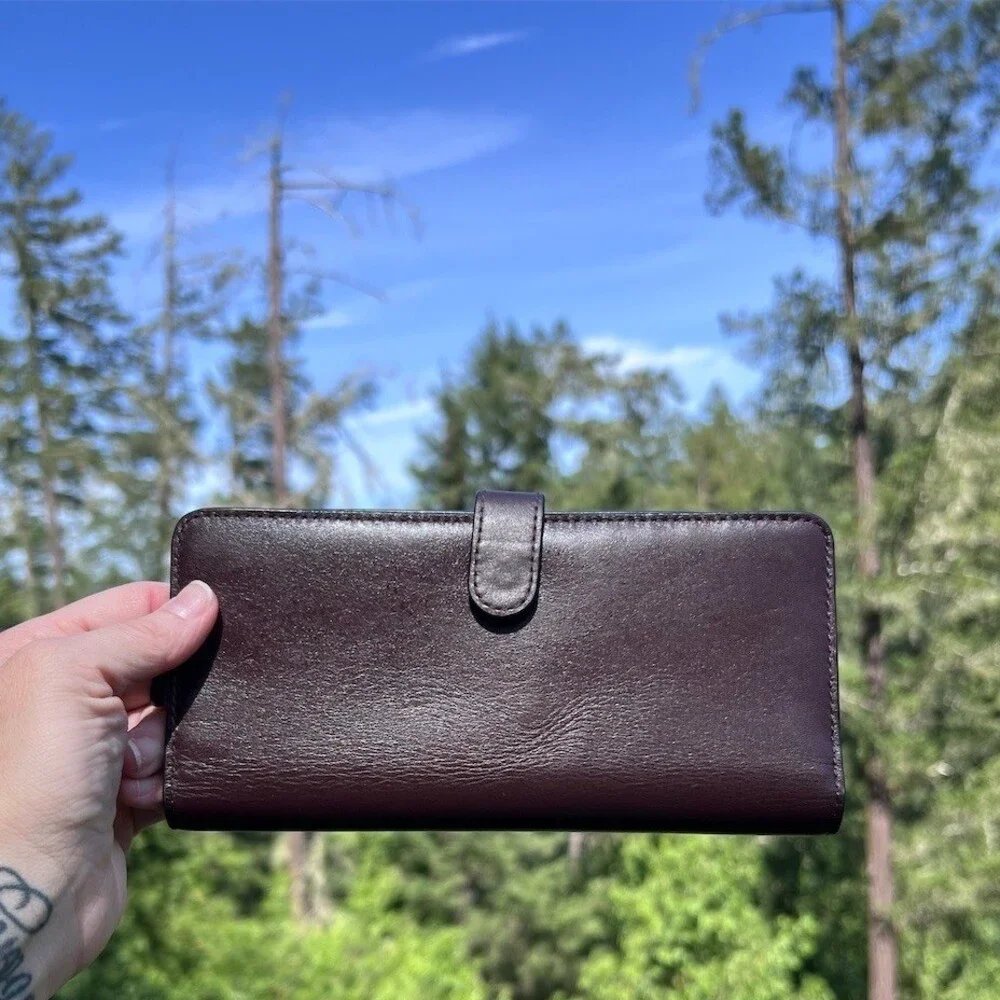 COACH Oxblood Smooth Leather Slim Wallet Clutch with Gold Hardware AUTHENTIC